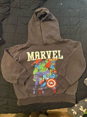 H&M Marvel Kids' Black Graphic Hoodie - Superhero Print